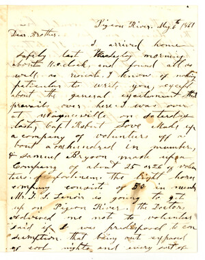 A.J. Osborne to "Dear Brother", May 6, 1861