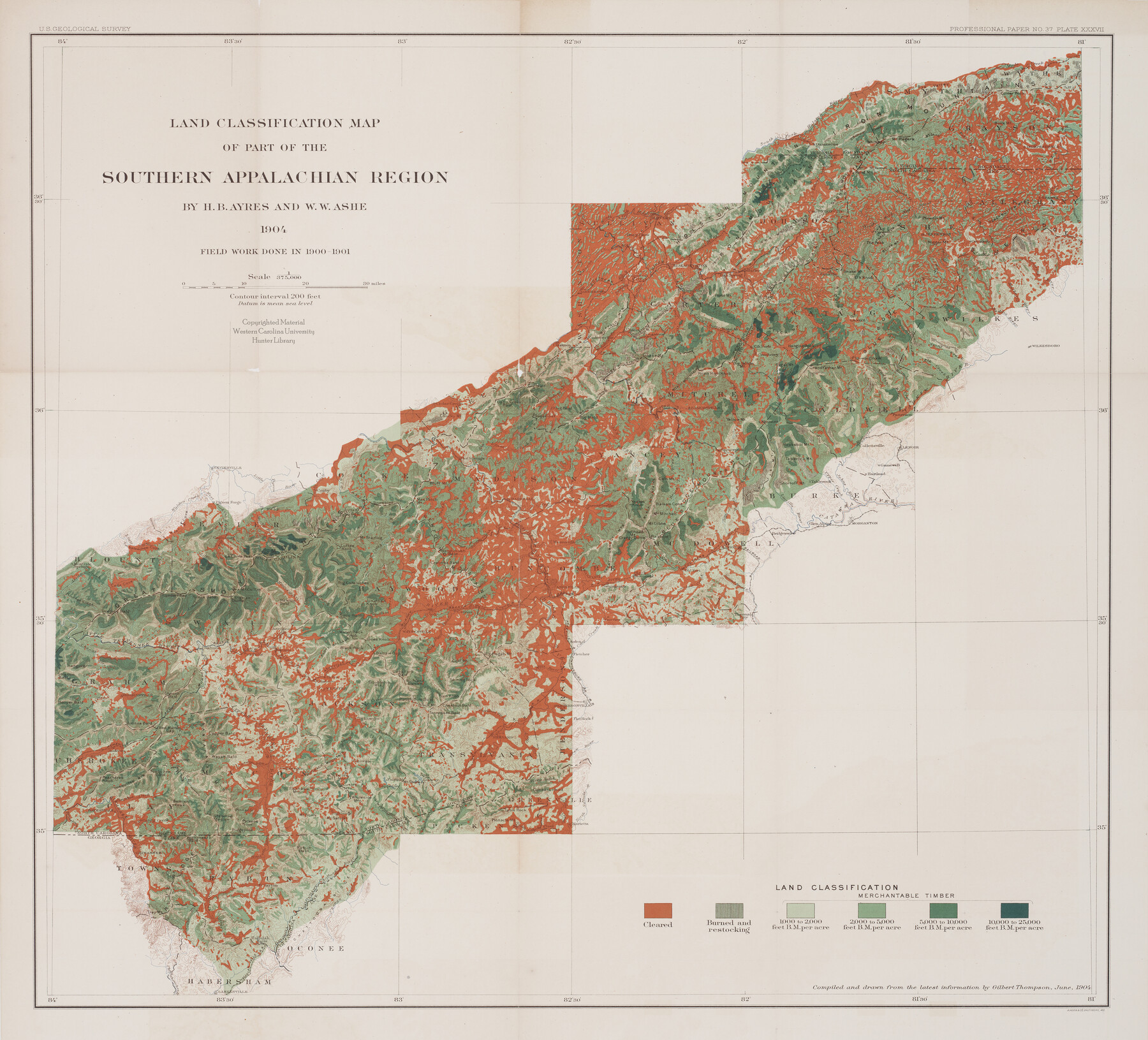 Land classification map of part of the southern Appalachian region